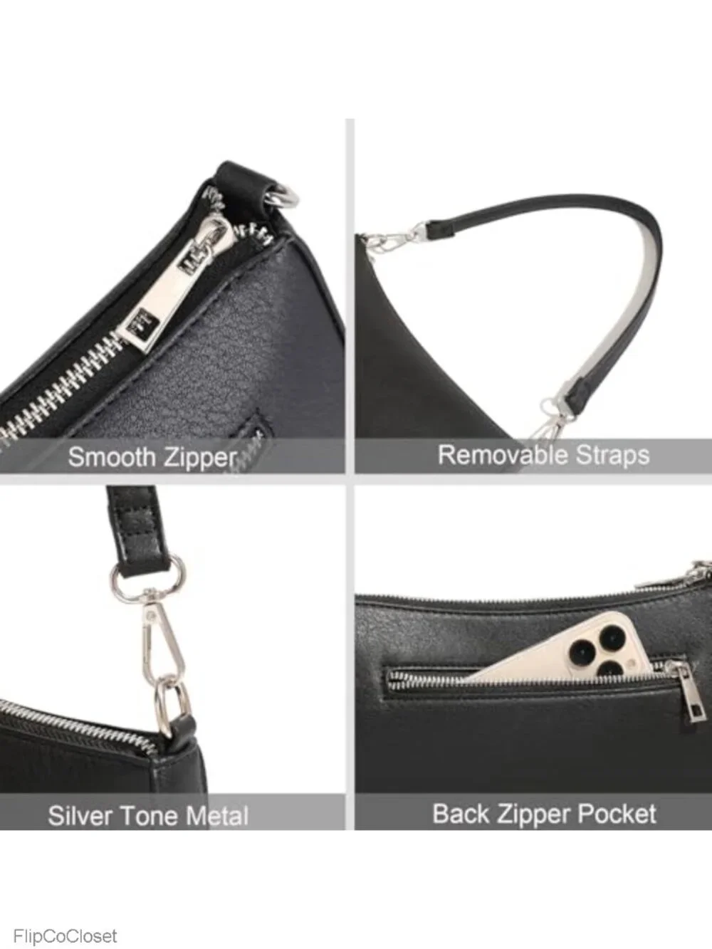 PU Leather Hobo Shoulder Bag Crossbody Purse Removable Straps